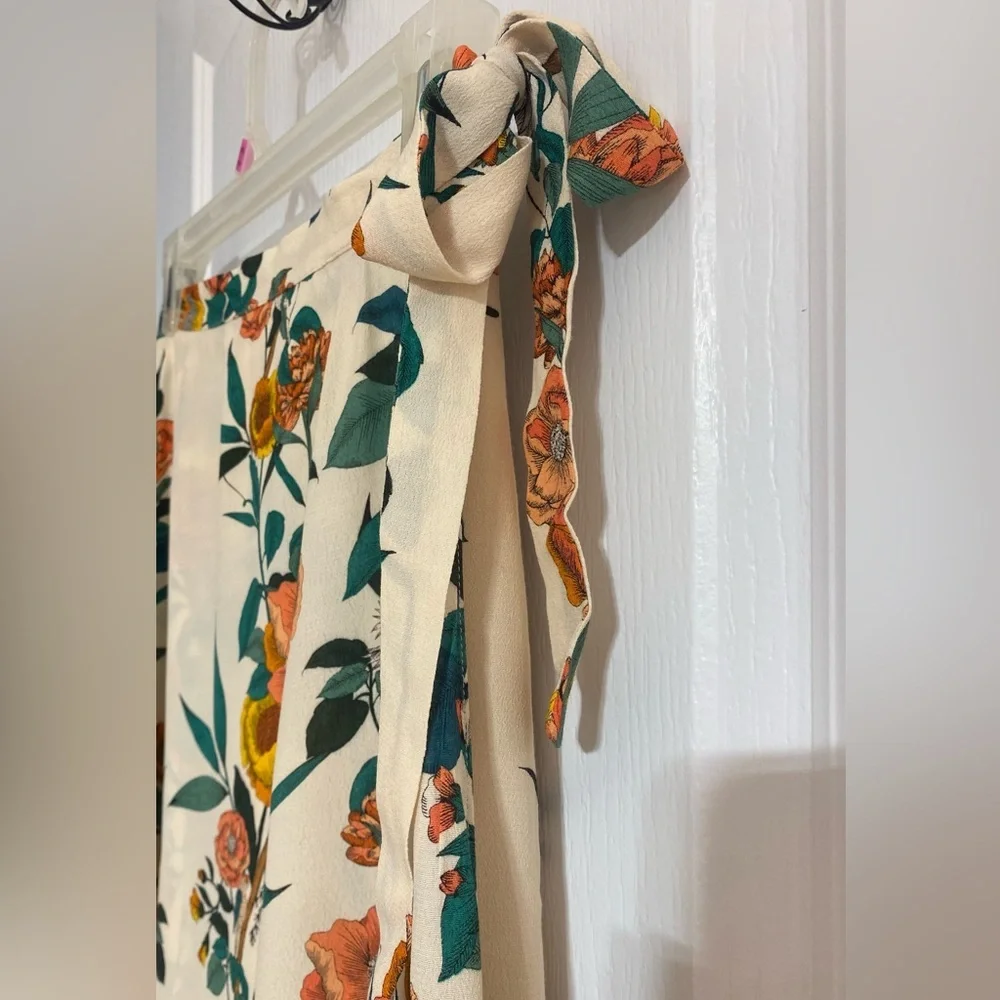 Guess Asymmetrical Tropical Floral Leafy Wrap Tie Skirt Size Small - Picture 4 of 9